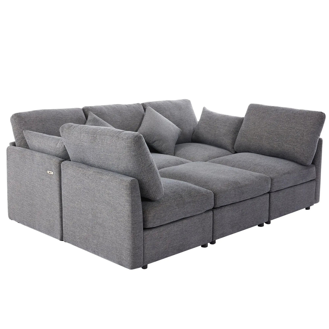 Sectional Sofa Modular U-Shaped With Ottoman & USB Ports by HouseOfZazla