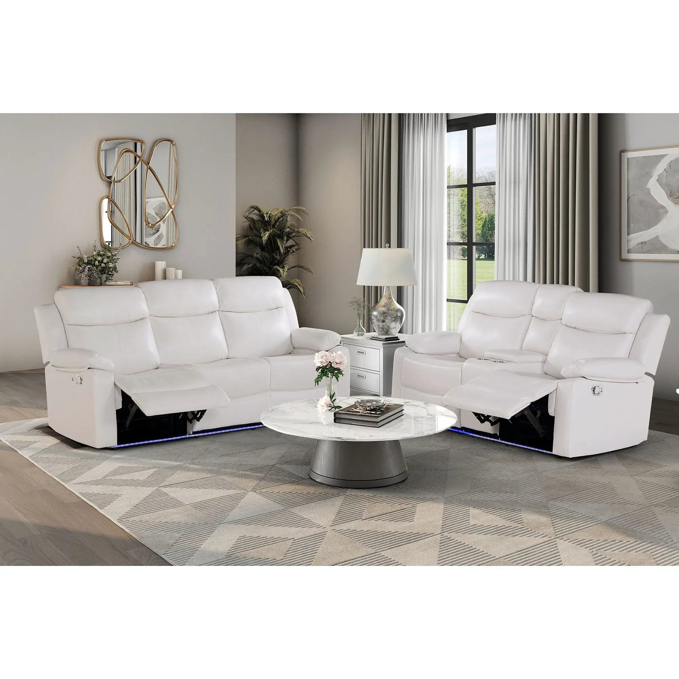 Blanche - Console Reclining Loveseat With LED Lights And Speakers by Unique Piece Furniture