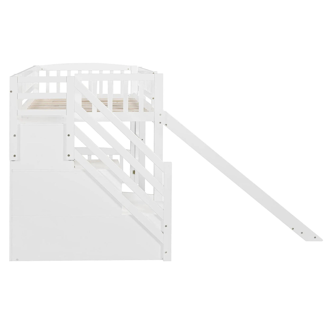 Loft Stairway Bed With 2 Drawers, Convertible Ladder And Slide by HouseOfZazla
