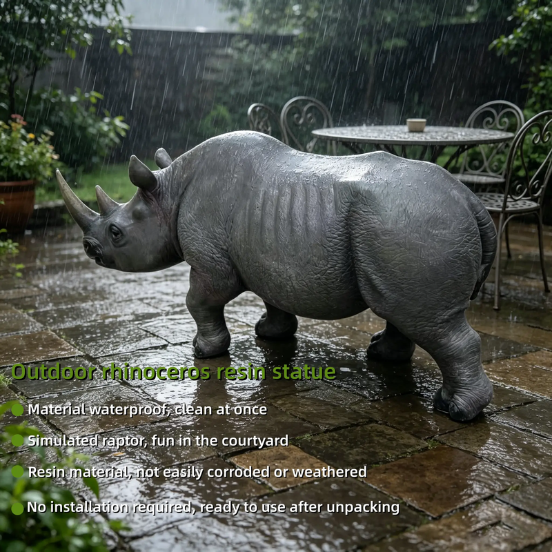 27.5" Large Realistic Rhinoceros Garden Statue by HouseOfZazla