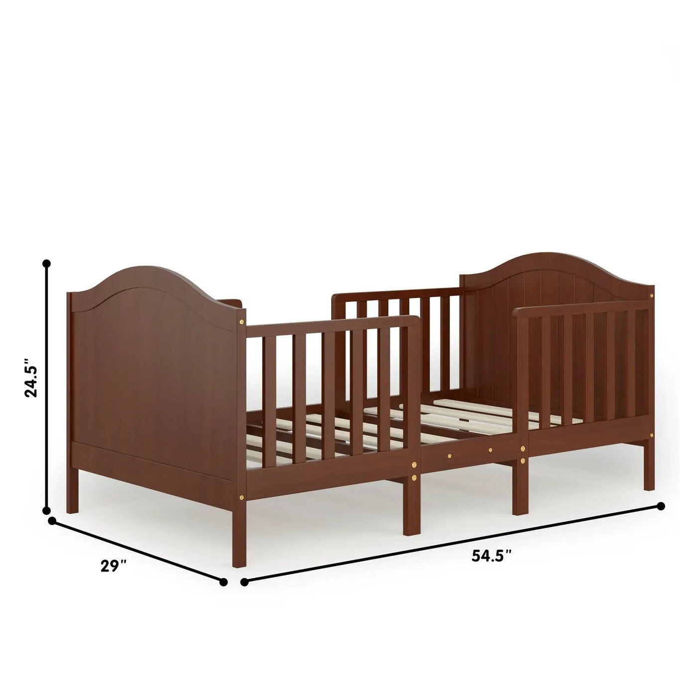 2-in-1 Classic Convertible Wooden Toddler Bed with 2 Side Guardrails for Extra Safety by DirectDeals
