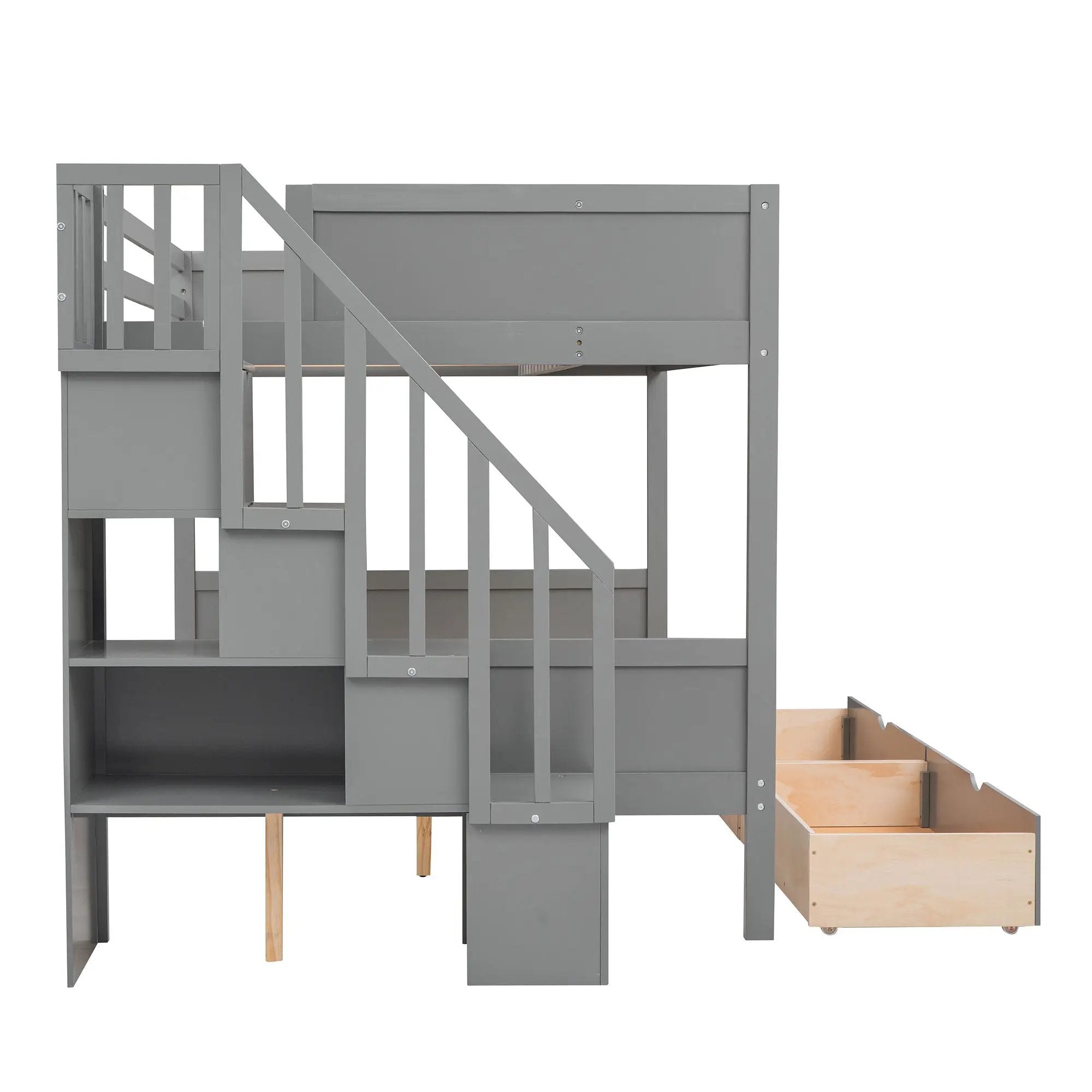 Bunk Bed With Shelfs, Storage Staircase And 2 Drawers by HouseOfZazla