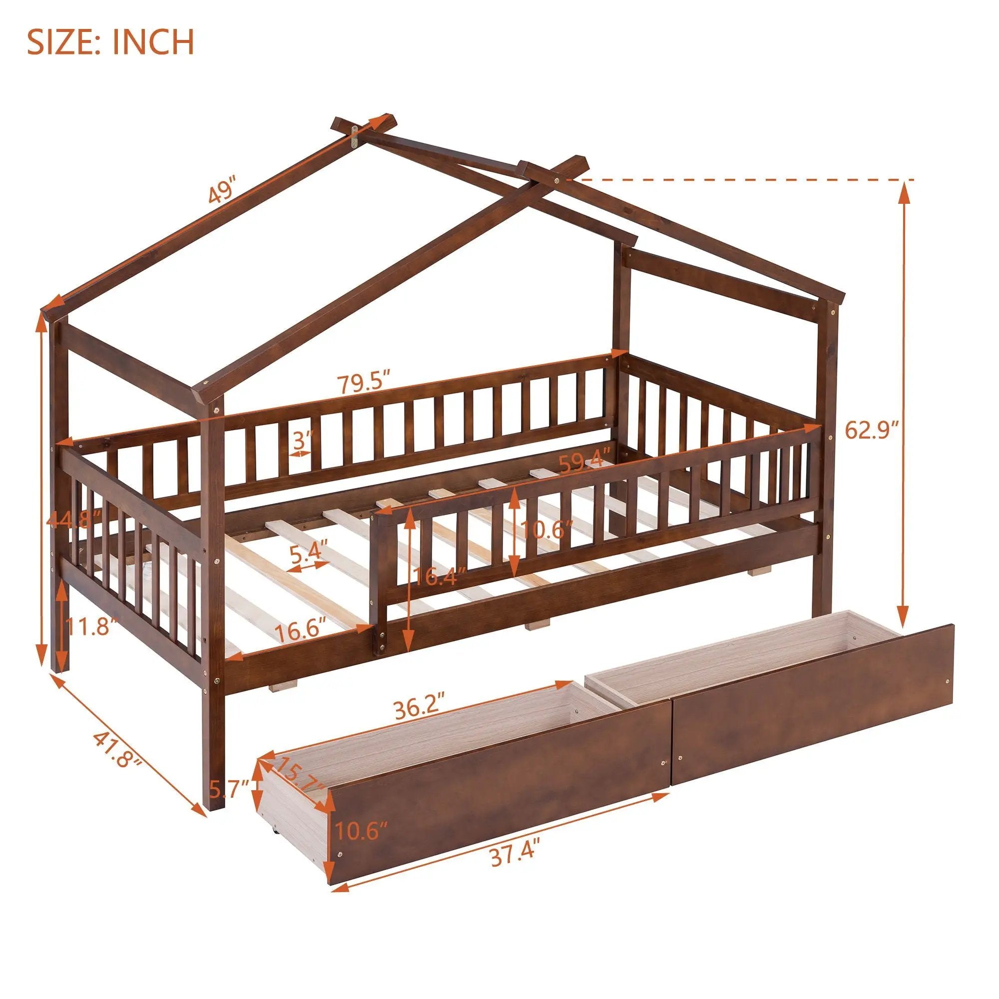 House Bed With 2 Drawers by Unique Piece Furniture