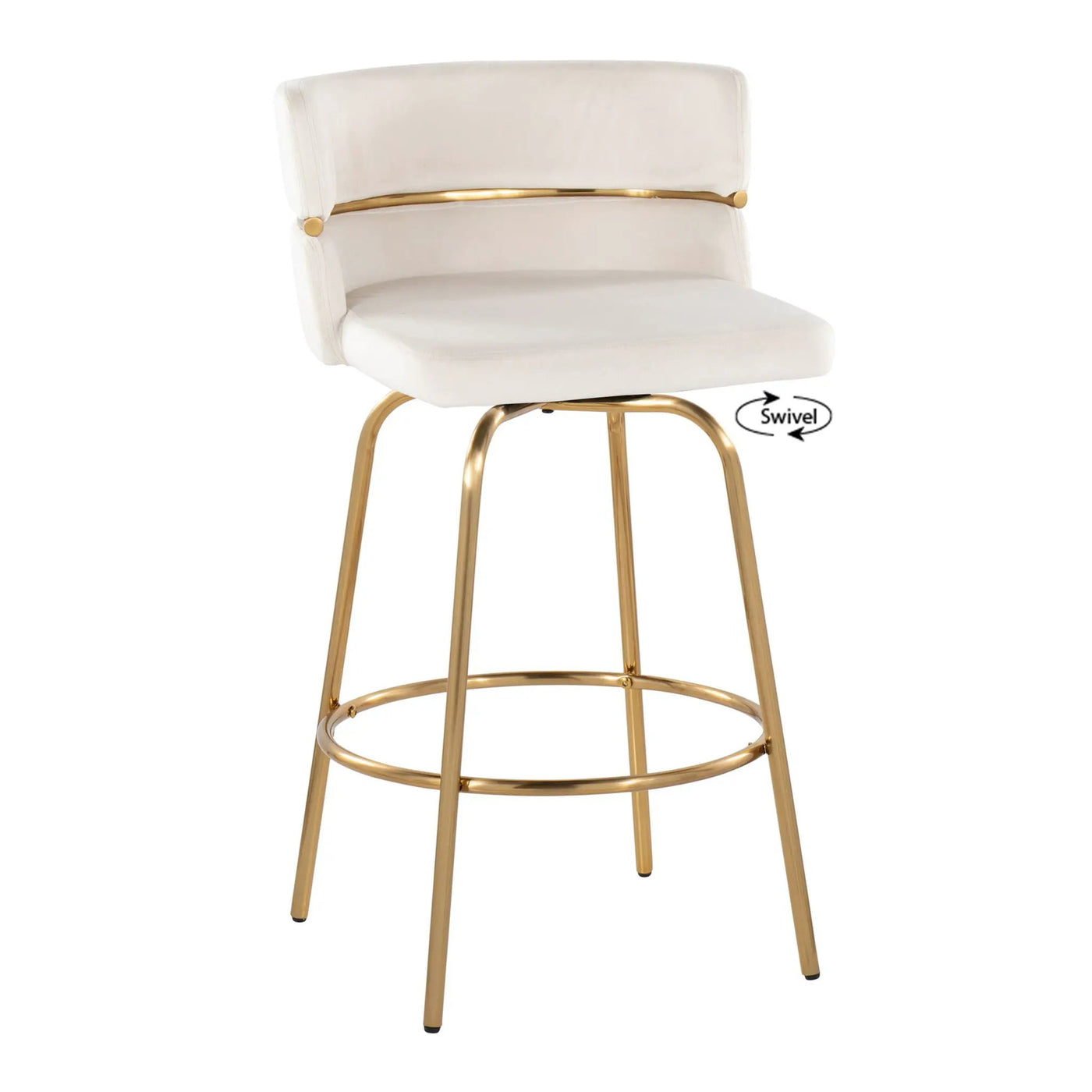 Cinch - Glam / Art Deco Fixed Height Counter Stool With Swivel With Round Footrest (Set of 2) by HouseOfZazla