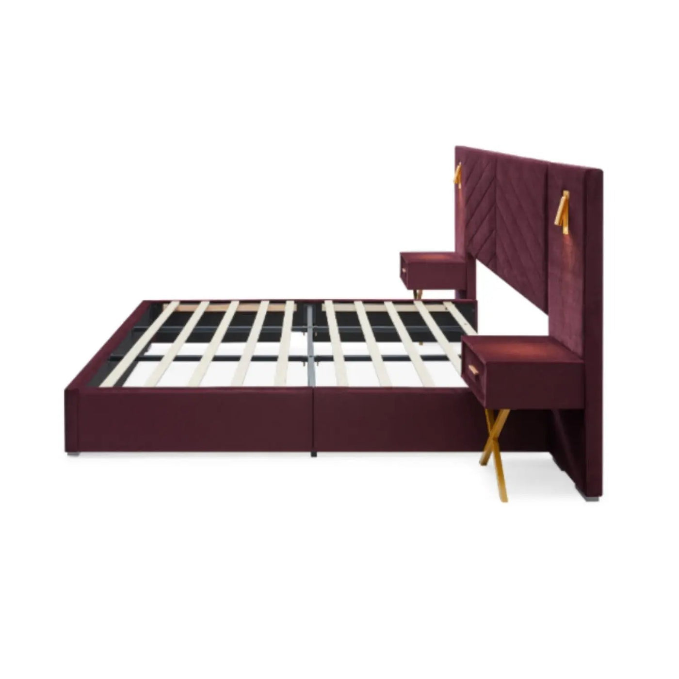 Comfortable Upholstered Bed With Vertical Channel Tufted Wingback Headboard by HouseOfZazla
