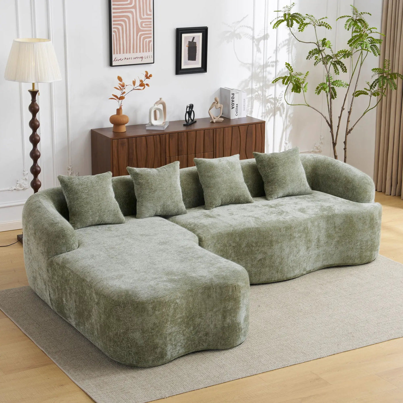 Modular L-Shape Sectional Sofa With Curved Chaise by HouseOfZazla