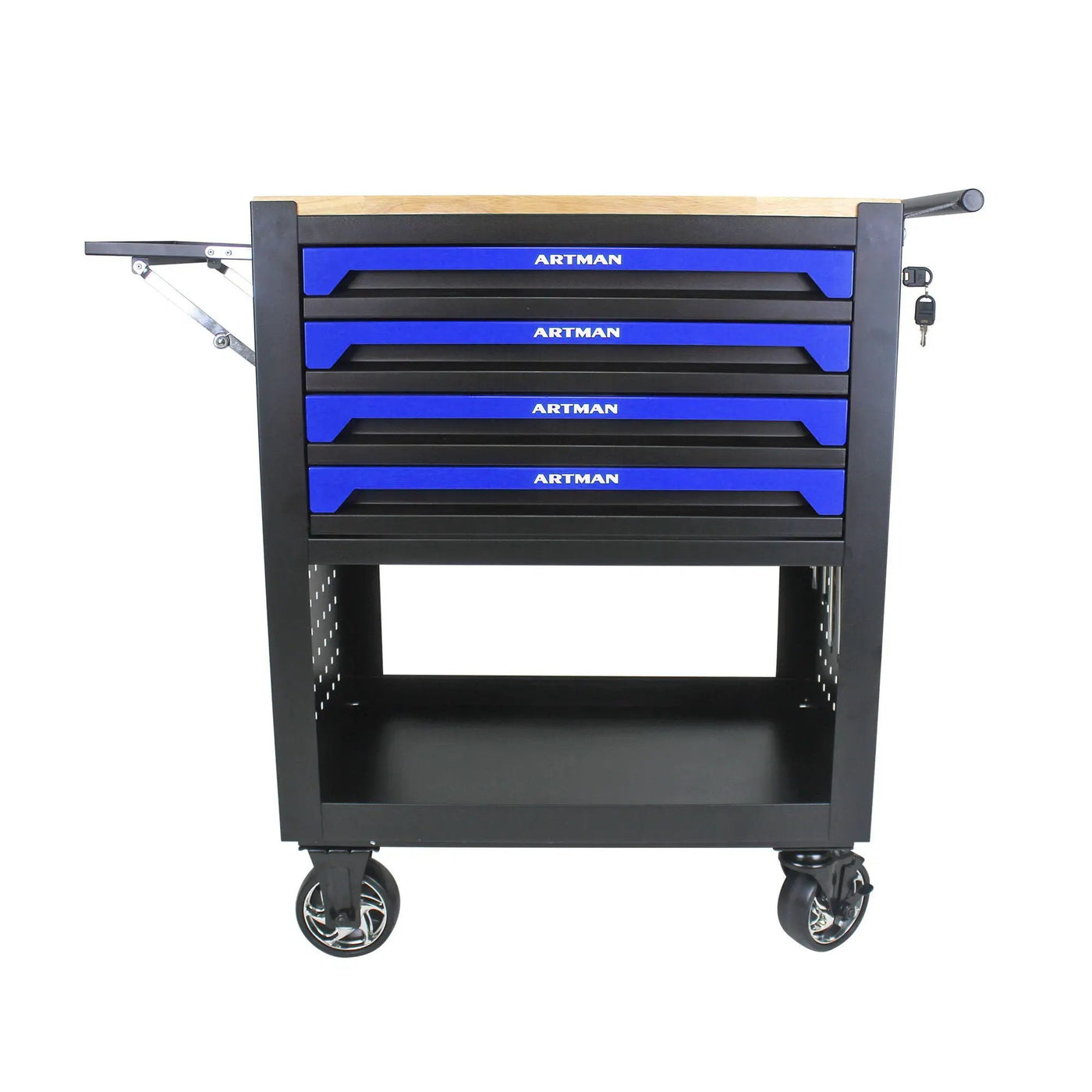 4 Drawers Multifunctional Tool Cart With Wheels And Wooden Top by HouseOfZazla