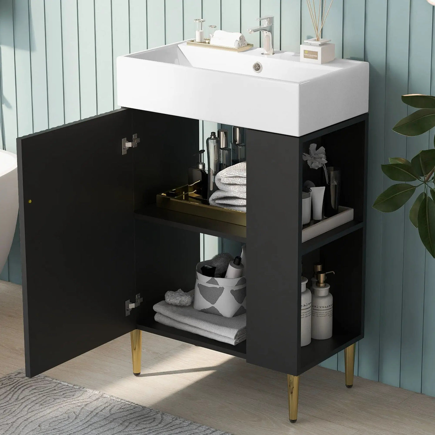 Bathroom Vanity, Combo Cabinet, Bathroom Storage Cabinet, Single Ceramic Sink by HouseOfZazla