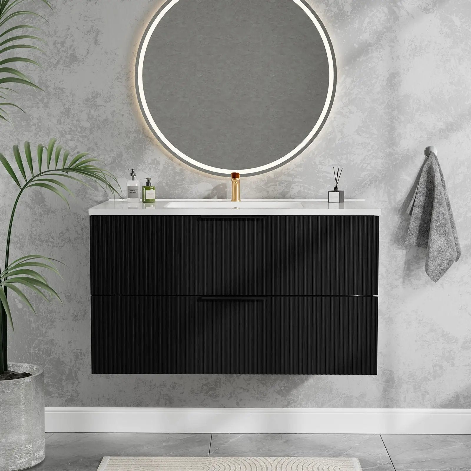 Modern Wall Mounted Floating Bathroom Vanity With Sink And Drawers by Unique Piece Furniture