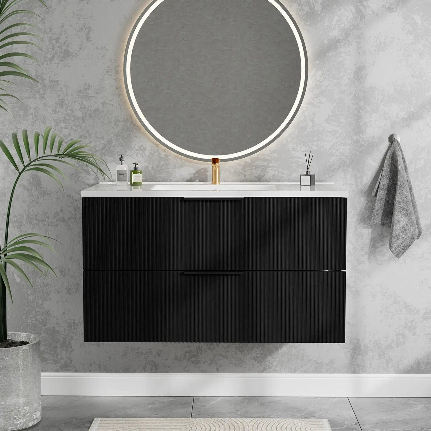 Modern Wall Mounted Floating Bathroom Vanity With Sink And Drawers by HouseOfZazla