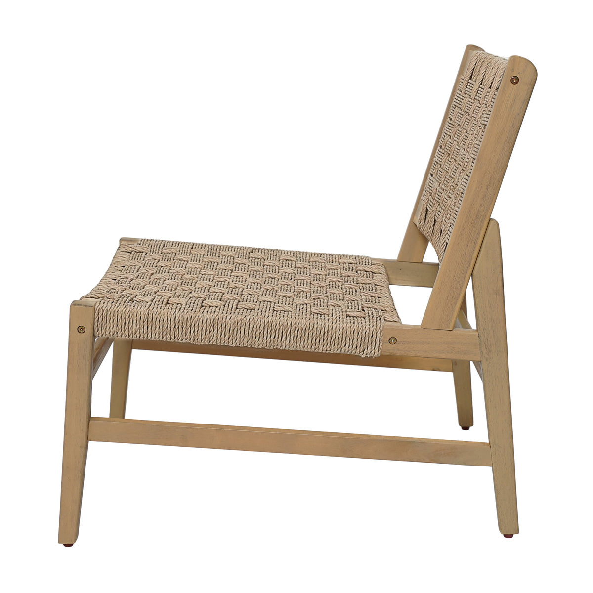 Acacia Wood Patio Club Chair with Wicker - Light Brown or Light Grey, photo 6 of 10