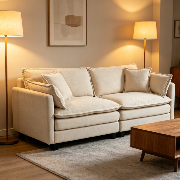 Modern 2-Seats Sectional Sofa with Waist Pillows, photo 2 of 10