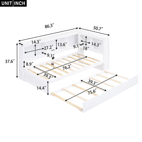 Daybed With Trundle, Storage Cabinets, USB Ports, photo 2 of 7