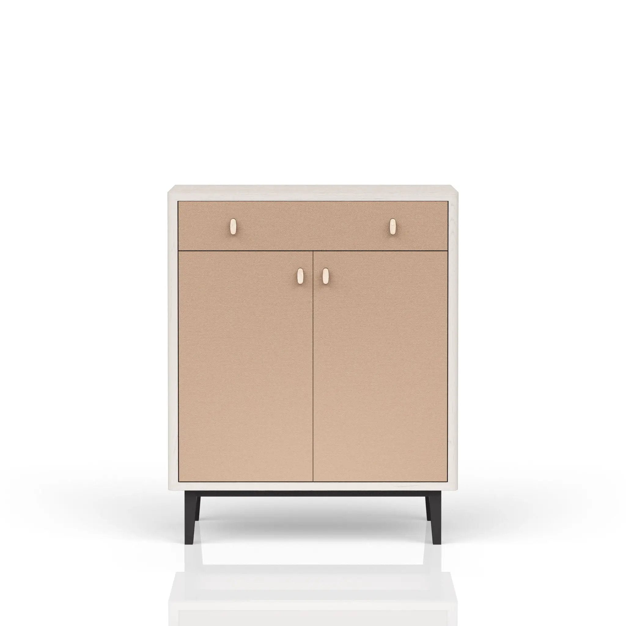 Bar Cabinet With Large Storage - White / Pecan by HouseOfZazla