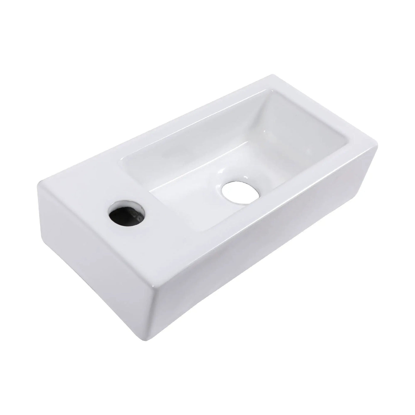 Modern Ceramic Rectangle Wall Mount Bathroom Sink With Single Faucet Hole by HouseOfZazla