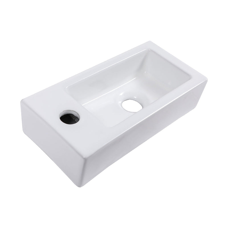 Modern Ceramic Rectangle Wall Mount Bathroom Sink With Single Faucet Hole by HouseOfZazla