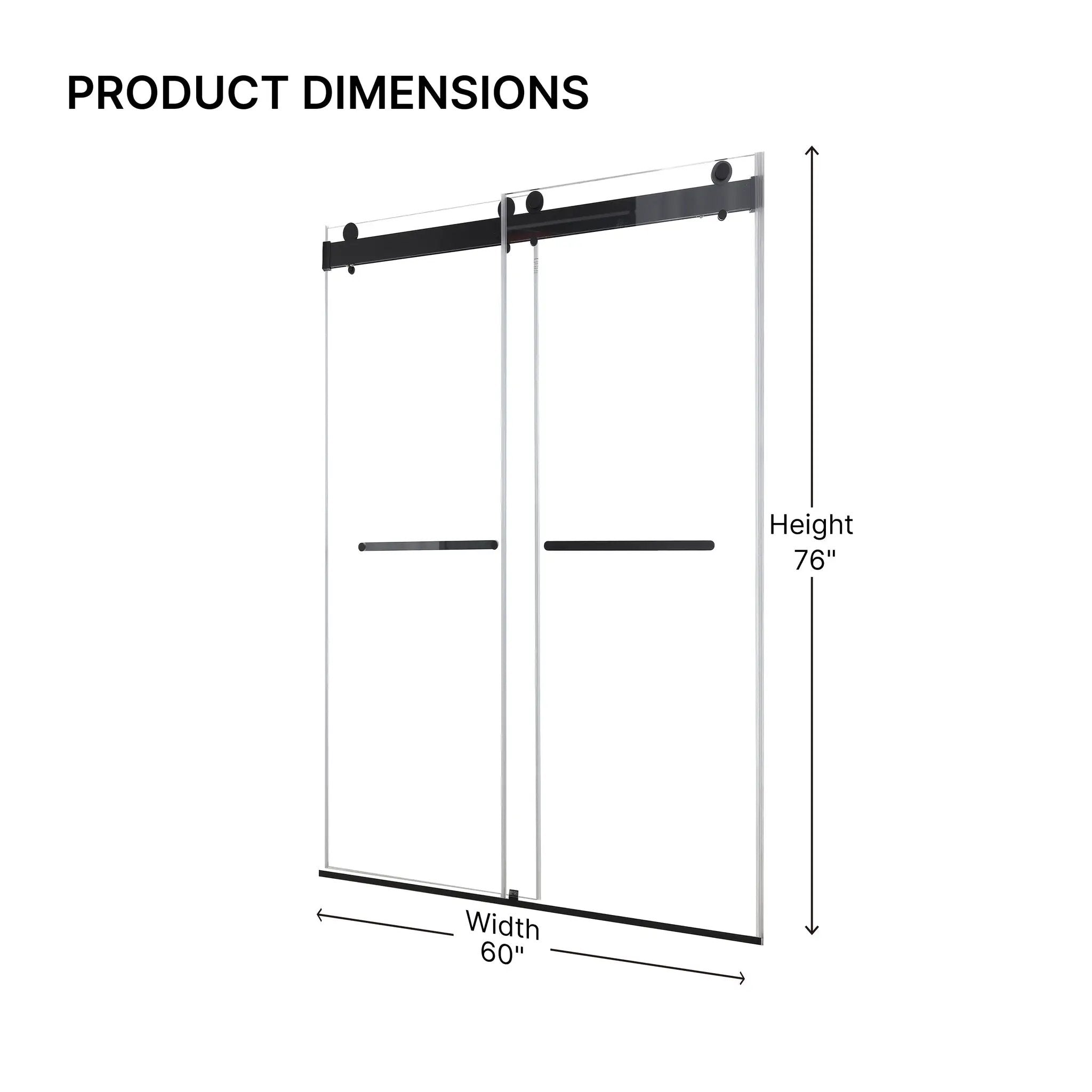 48 inches x 76 inches Double Sliding Shower Door in Matte by HouseOfZazla