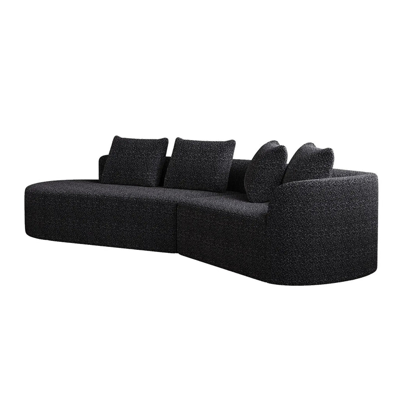 Upholstered Oversized Sectional Sofa, 4 Seater Extra Deep & Wide Seat Curved Cloud Couch With 4 Throw Pillows, Free Combination Living Room - Black by HouseOfZazla