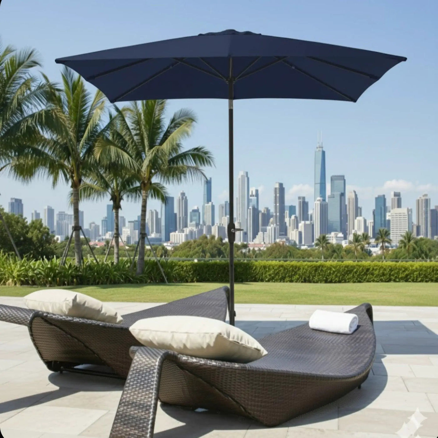 Rectangular Patio Umbrella With Crank Tilt, Polyester UV-Resistant Canopy by HouseOfZazla