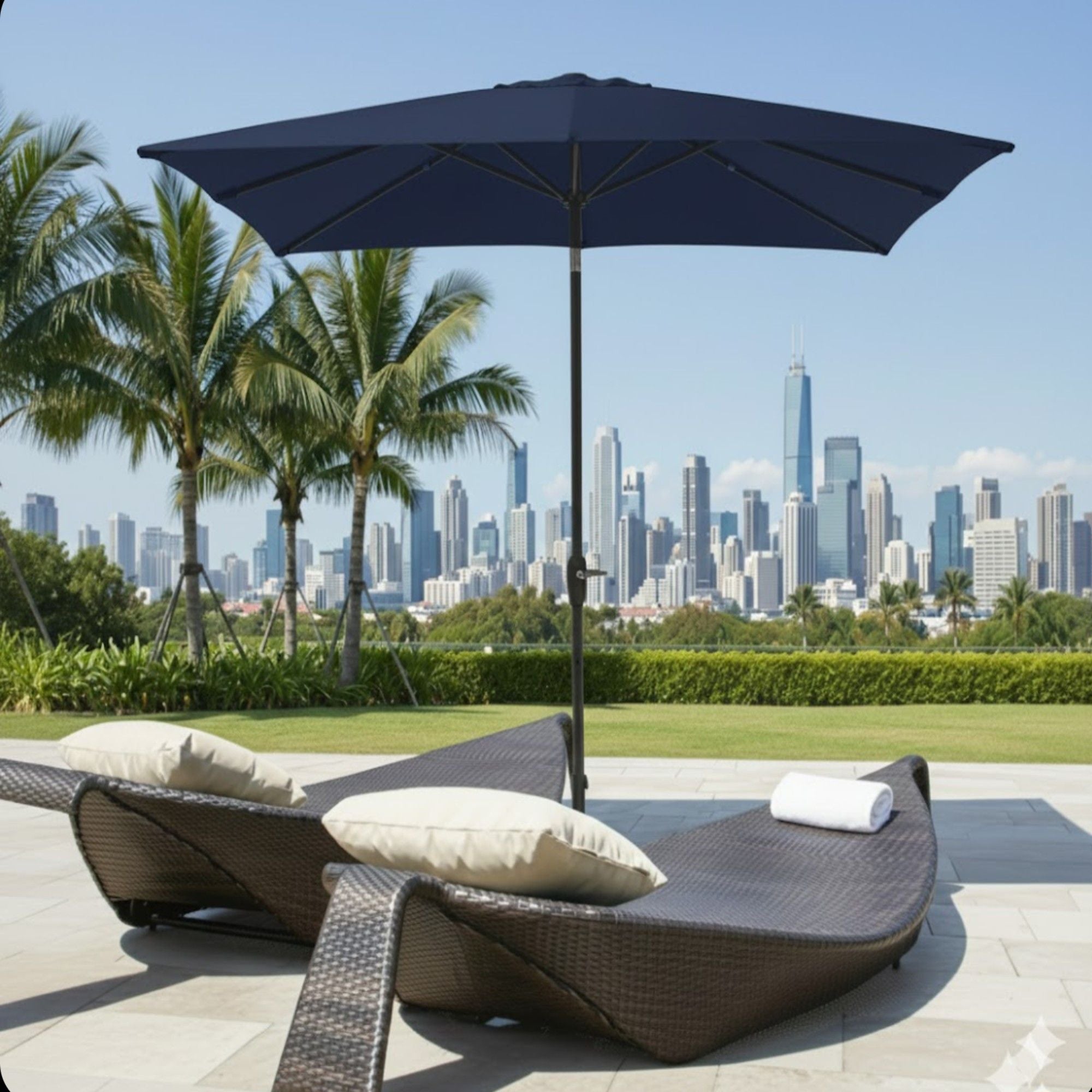 Rectangular Patio Umbrella With Crank Tilt, Polyester UV-Resistant Canopy by HouseOfZazla