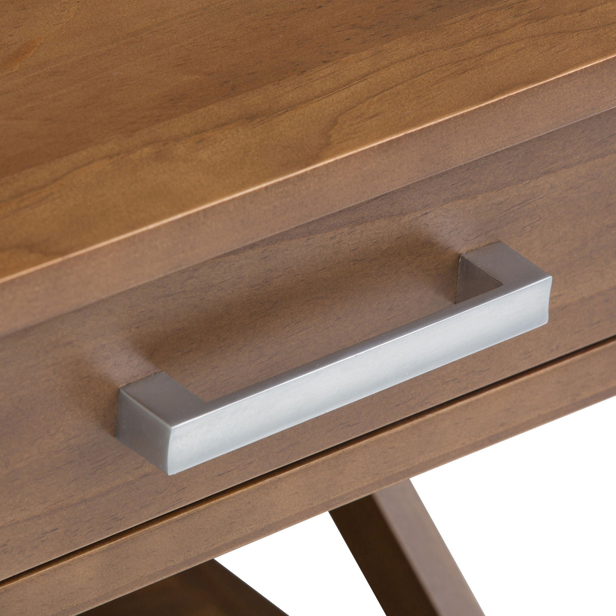Medium Saddle Brown Solid Wood End Table with Drawer - Contemporary Style, photo 2 of 9