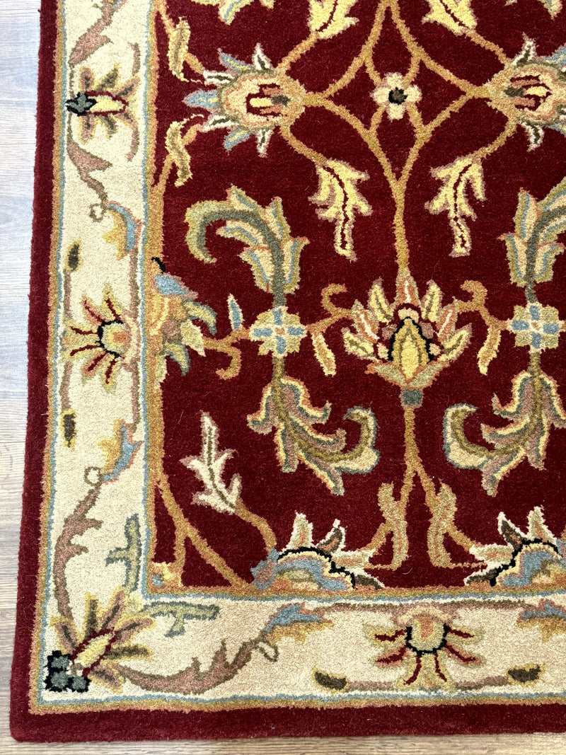 Small Floral Wool Rug 3x5, Safavieh Heritage Collection, Dark Red, Pair A by Jewel Rugs