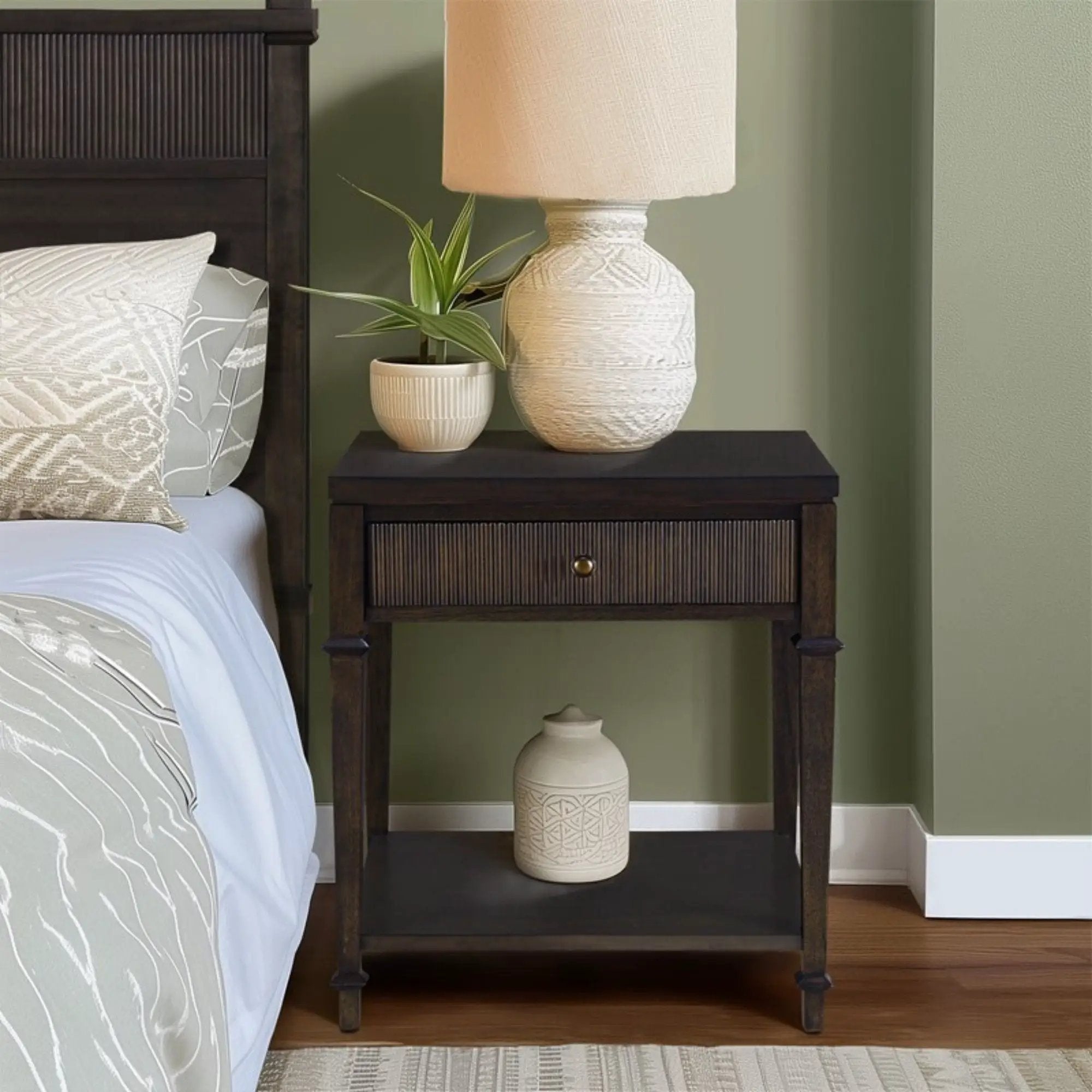 Kenna - Nightstand With Storage - Dark Coffee by HouseOfZazla