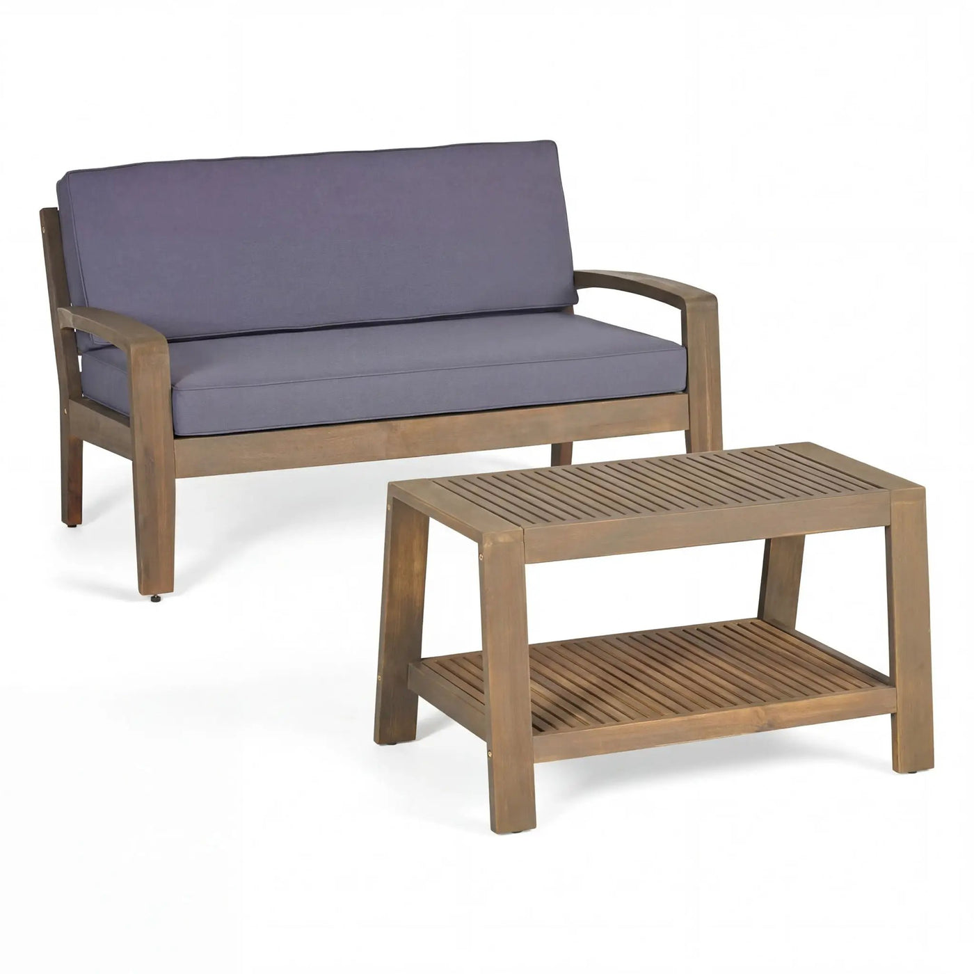 2 Piece Outdoor Conversation Set – Loveseat & Coffee Table with Water-Resistant Cushions by HouseOfZazla