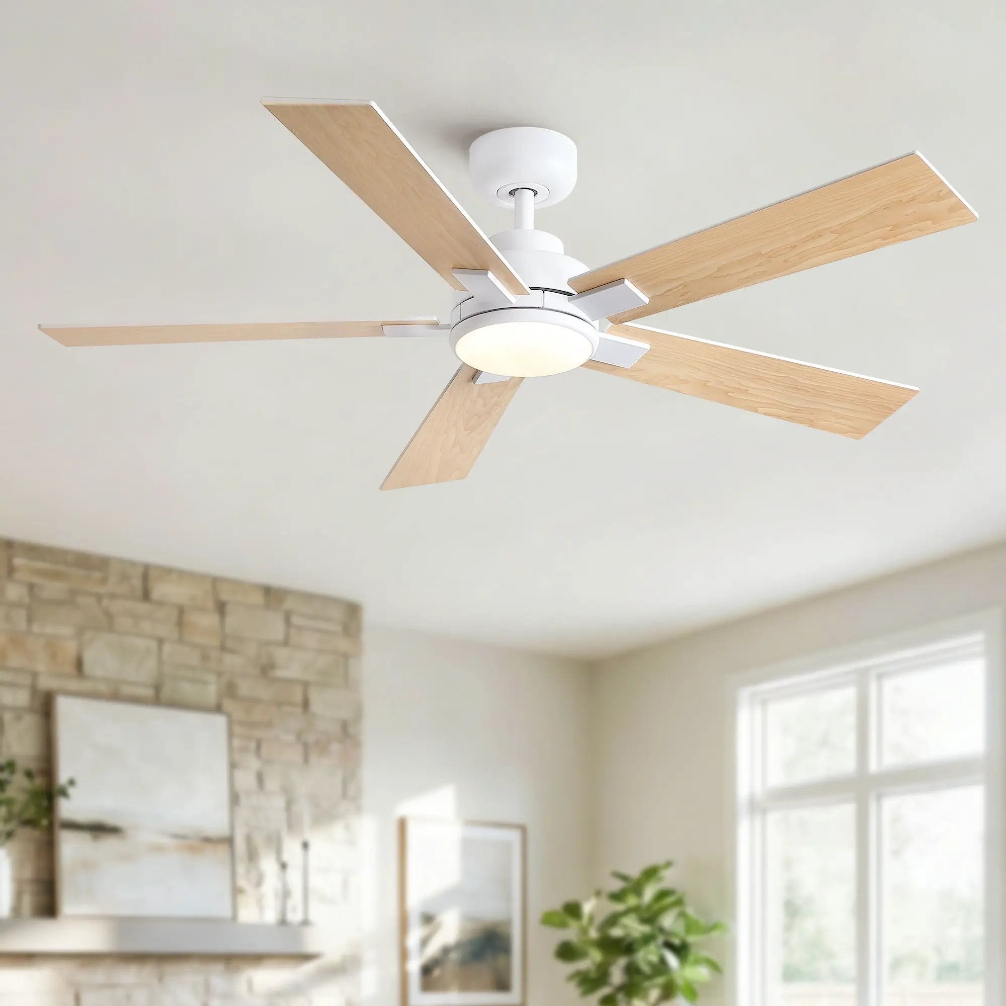 Reversible Motor Integrated LED Dimmable Ceiling Fan With Light by HouseOfZazla