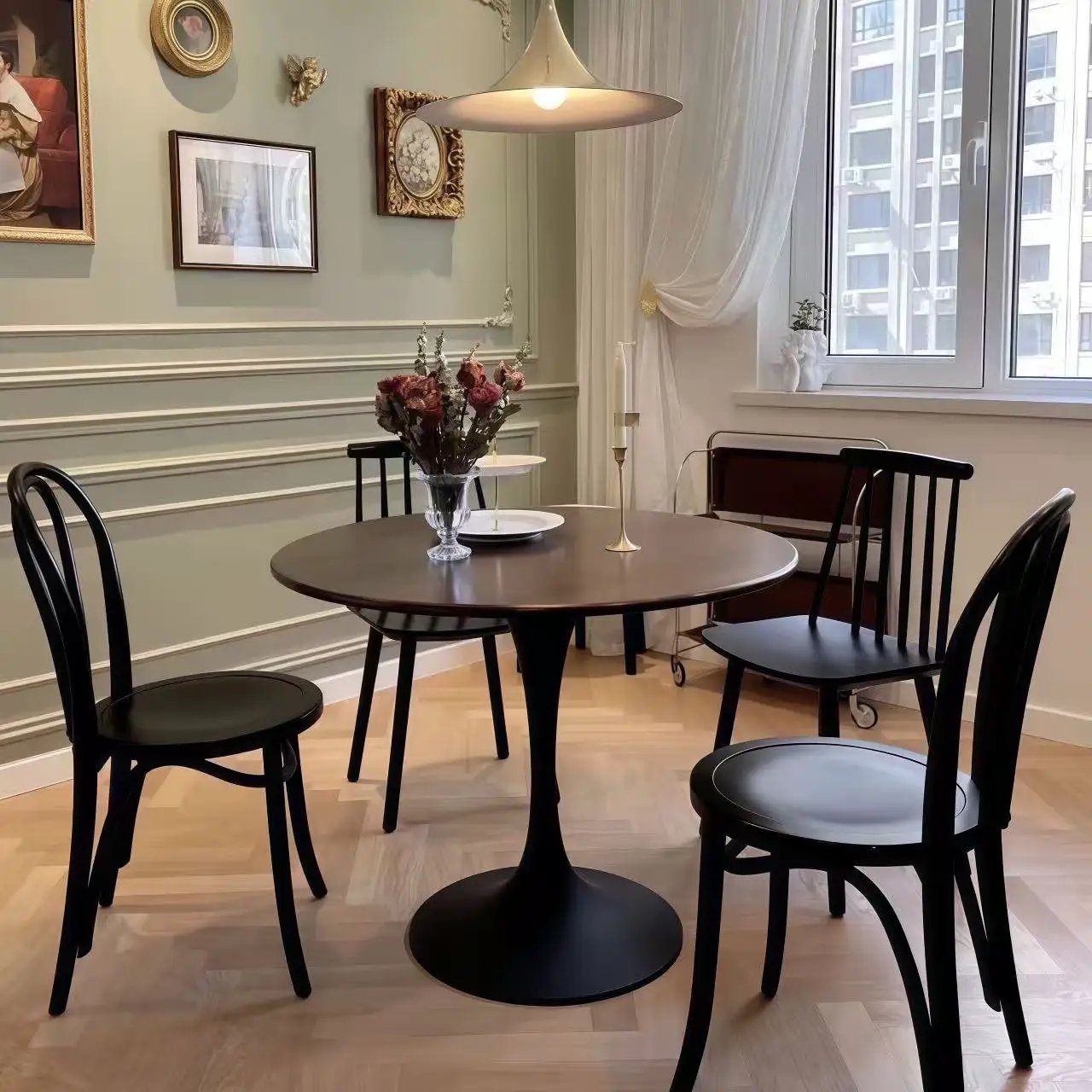 Walnut Color Round Dining Table - Modern Design by HouseOfZazla