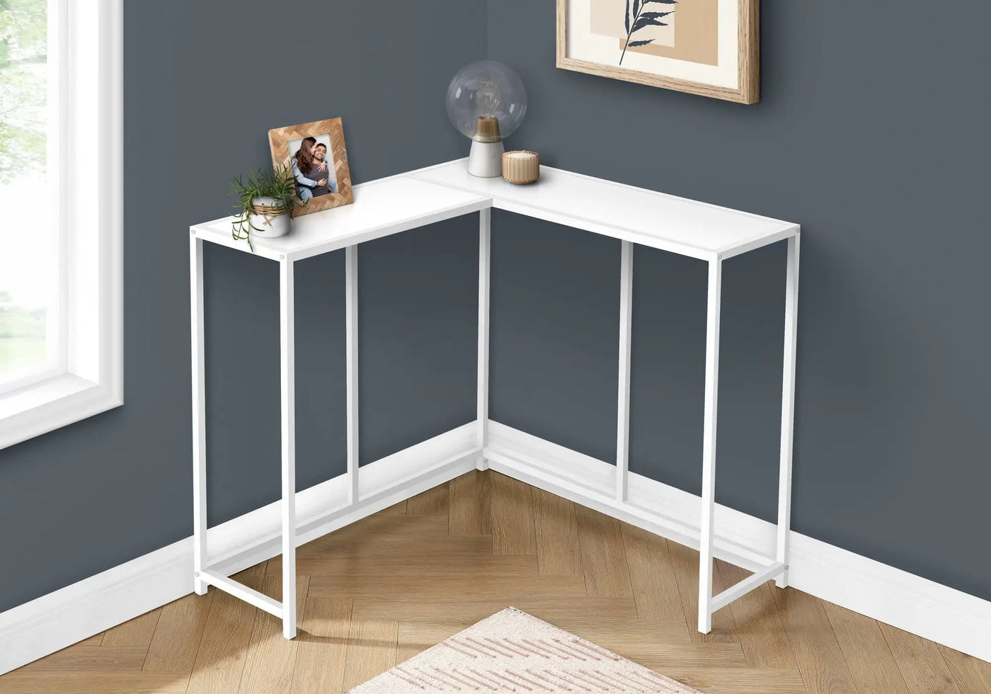 Corner Accent Console Table For Entryway, Unique L-Shaped Design by HouseOfZazla