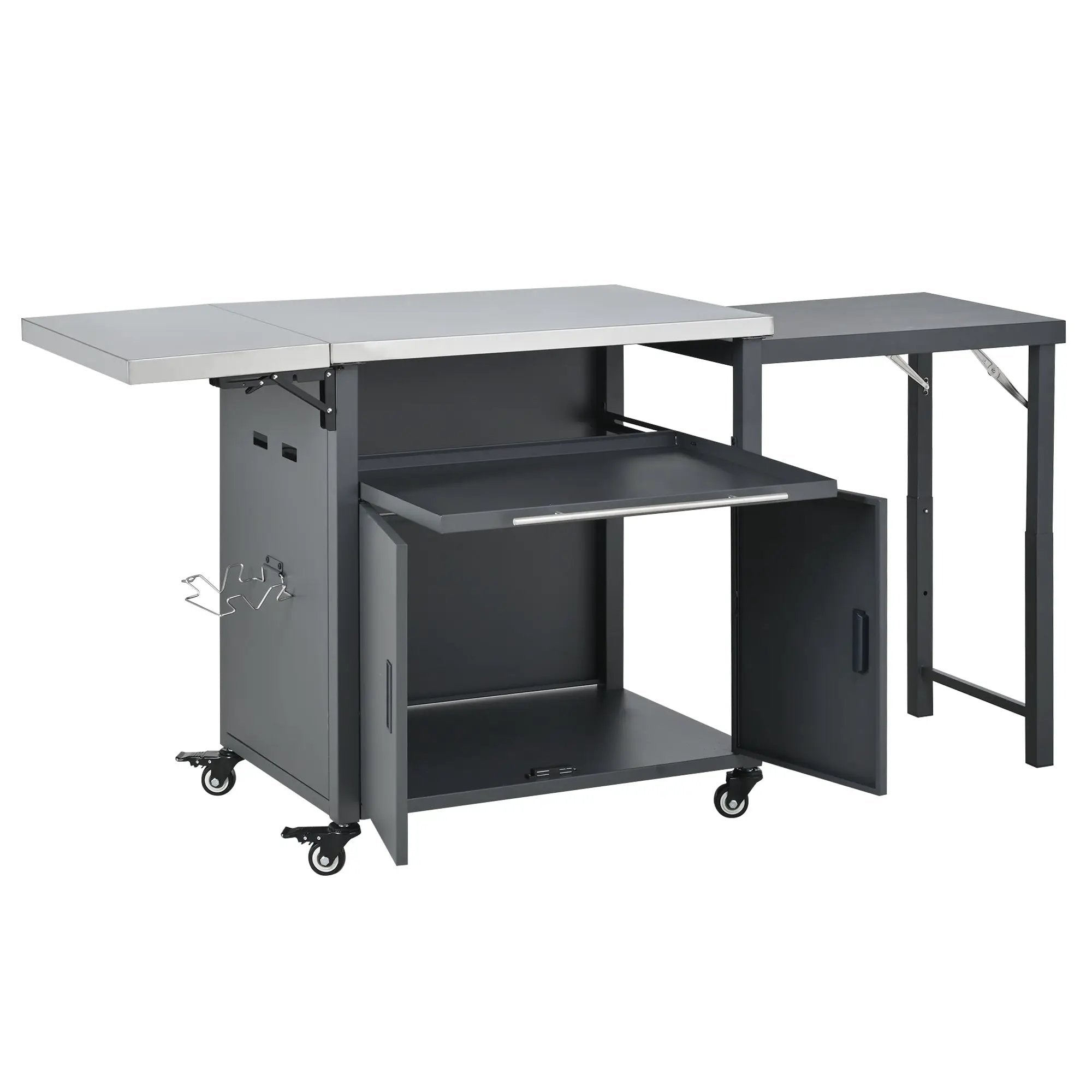 Foldable Outdoor Prep Station BBQ Cart Patio Dining Cart by HouseOfZazla
