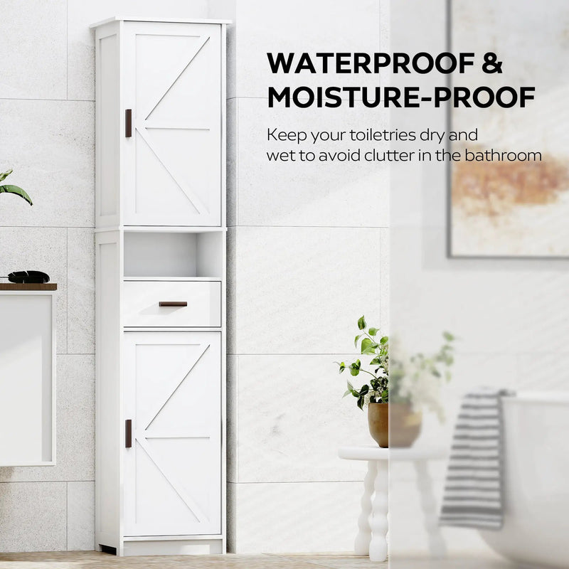 69" H Tall Bathroom Storage Cabinet with 2 Barn Doors and 1 Drawer by HouseOfZazla