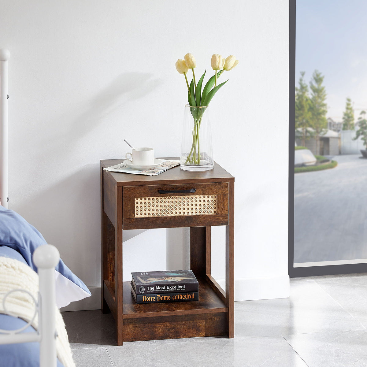 Modern Rattan Nightstand with Functional Drawer - Available in 3 Colors, photo 4 of 40
