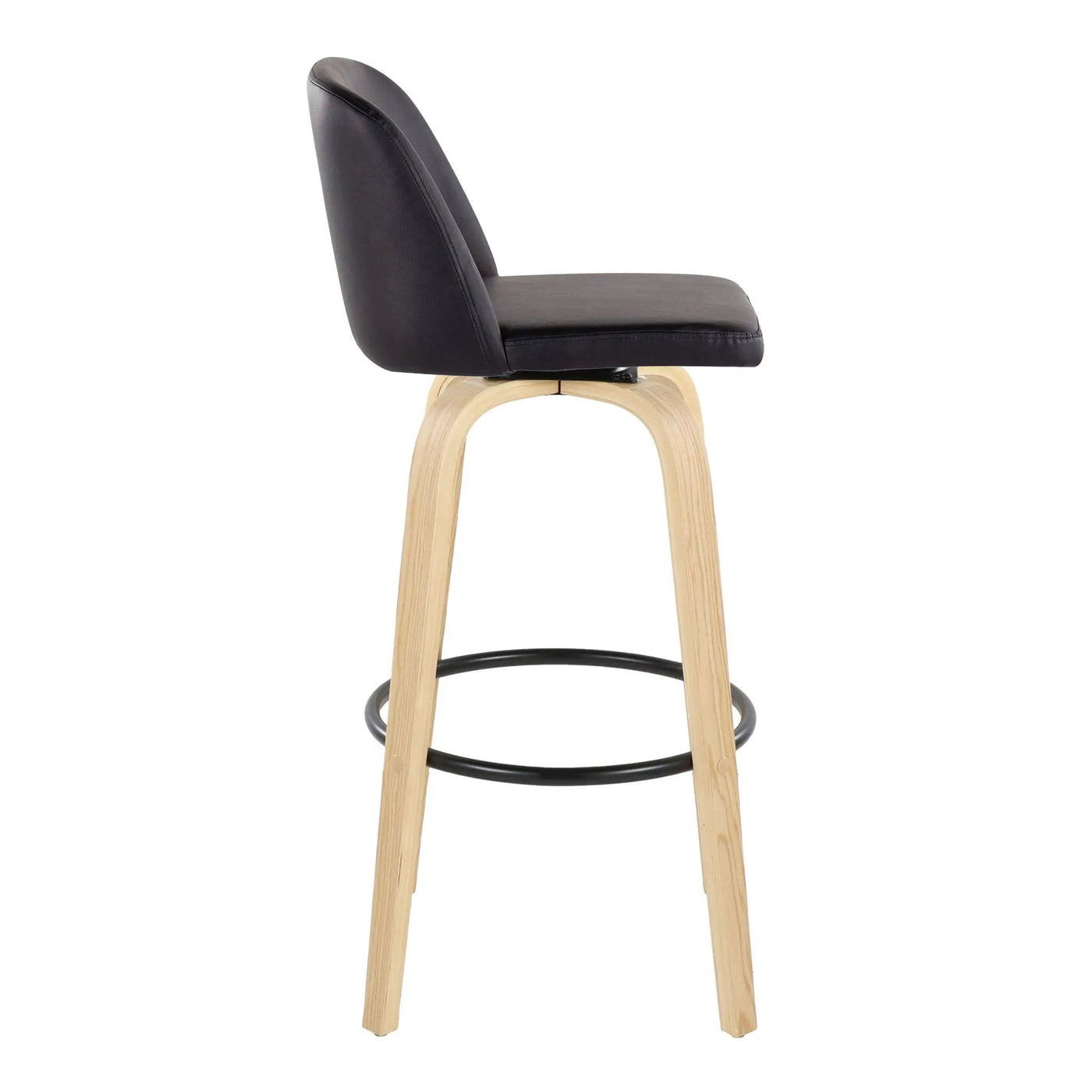Toriano - Contemporary Fixed Height Barstool Swivel And Round Footrest (Set of 2) by HouseOfZazla