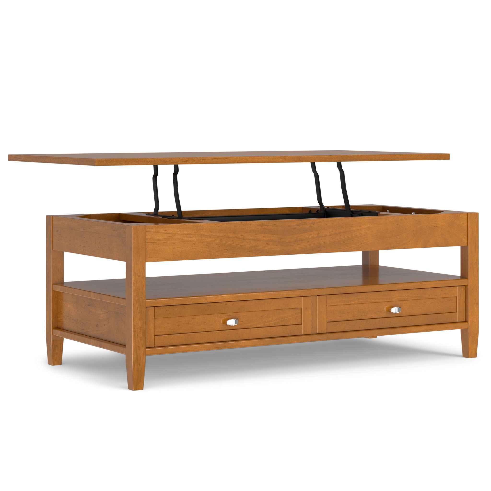 Warm Shaker - Lift Top Coffee Table With Hidden Storage And Lift Top Functionality - Brown by HouseOfZazla