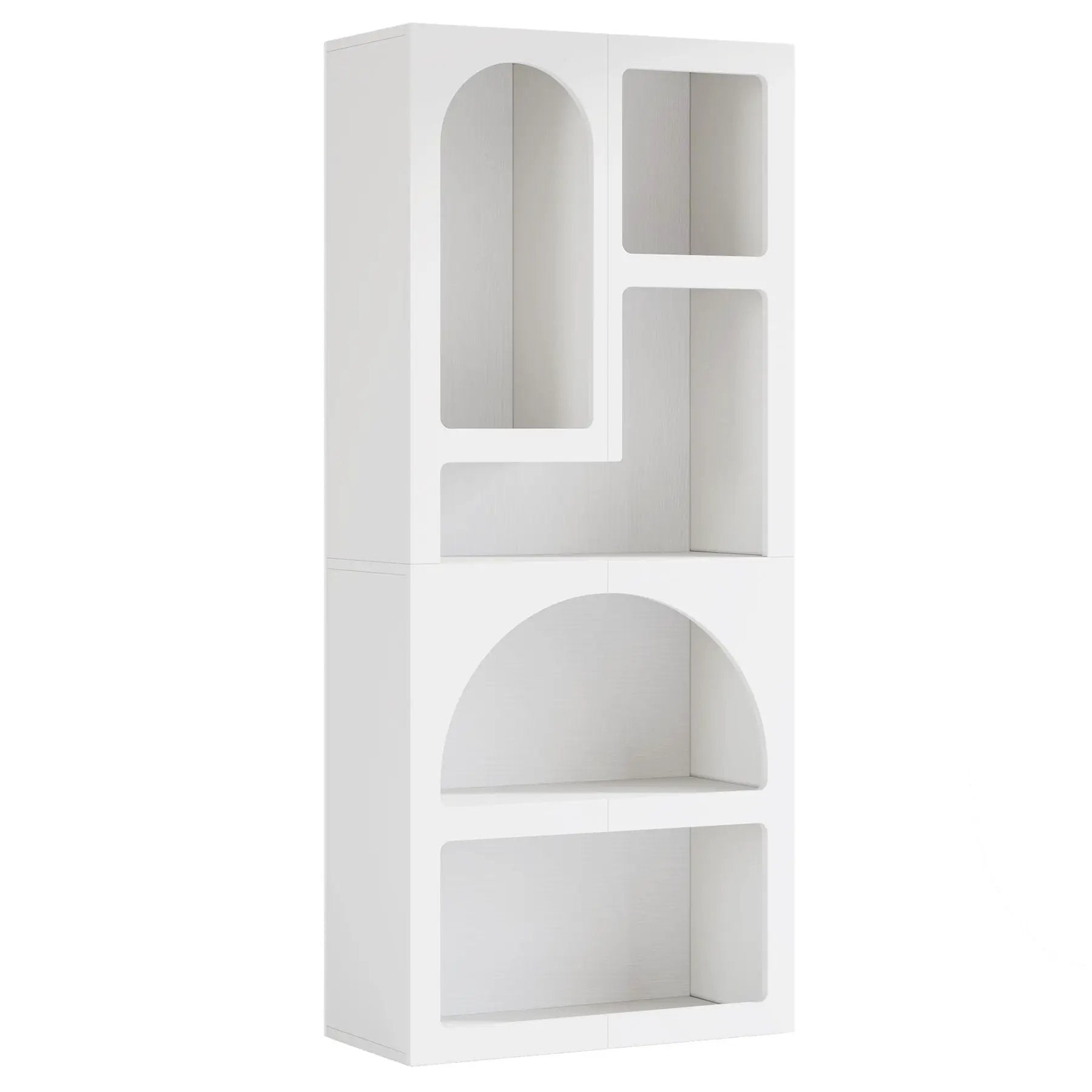 Geometric Arched 5 Shelf Art Display Bookcase For Living Room - White by HouseOfZazla