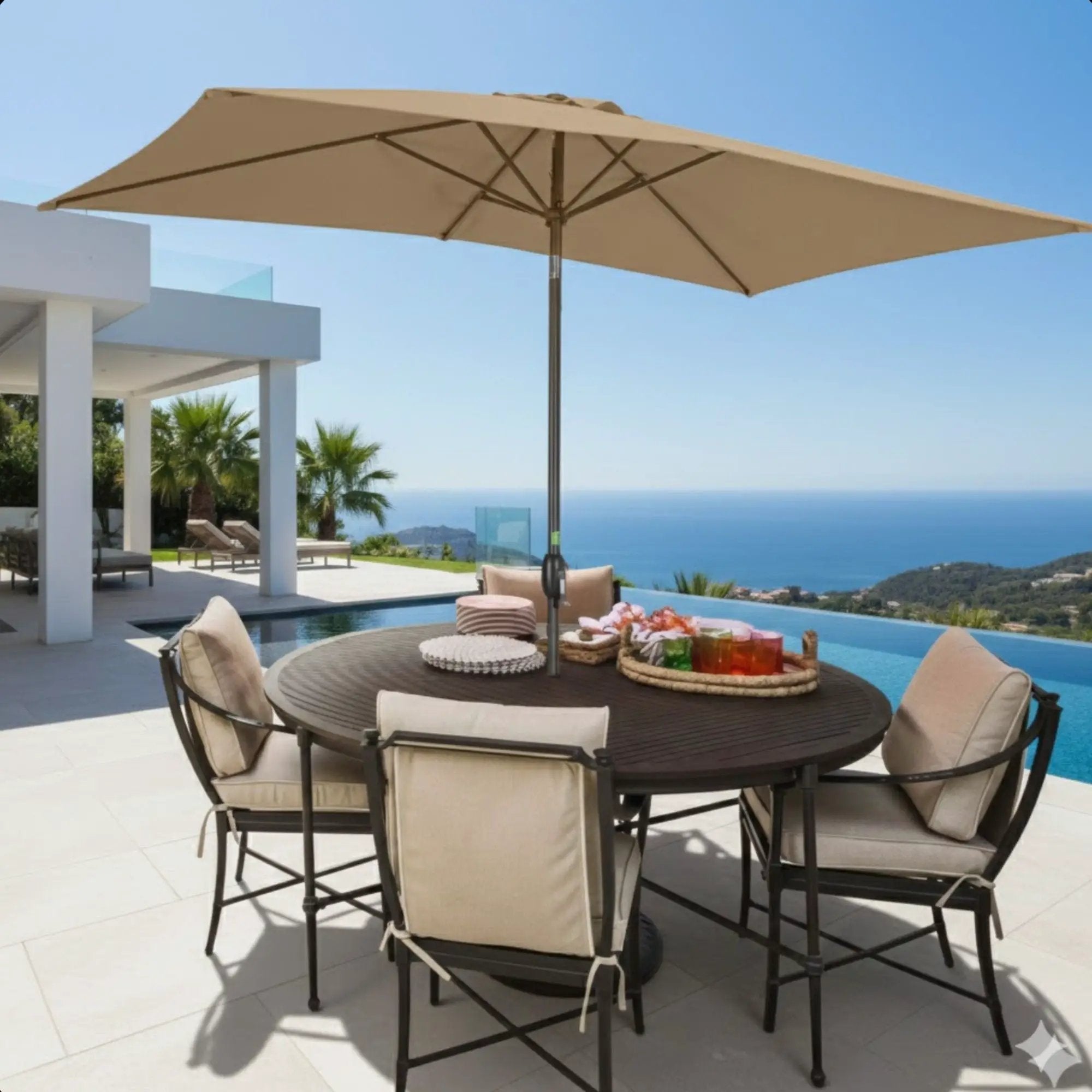 Rectangular Patio Umbrella With Crank Tilt, Polyester UV-Resistant Canopy by HouseOfZazla