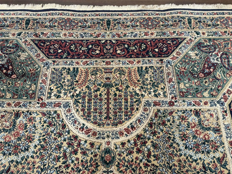 Persian Rug 8x11, Belgium Power Loomed Rug, Kirman Lavar Floral Design, Vintage Rug by Jewel Rugs