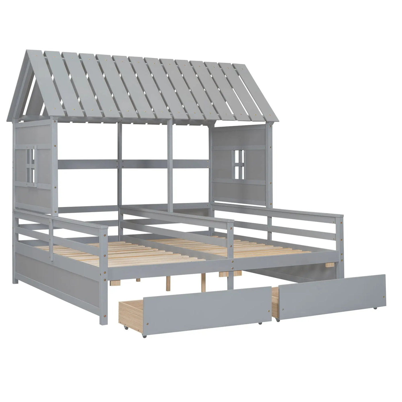 House Platform Beds With 2 Drawers, Side By Side Design by HouseOfZazla