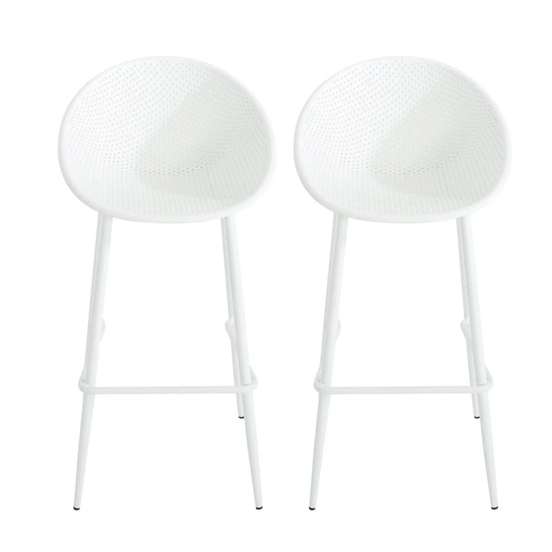 Modern Gable Outdoor Barstool Set of 2 in White by HouseOfZazla