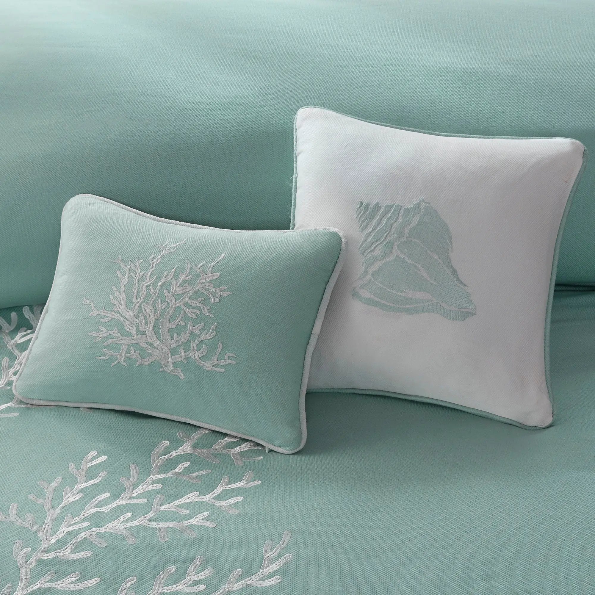 Oversized Cotton Jacquard Comforter Set Aqua Queen by HouseOfZazla