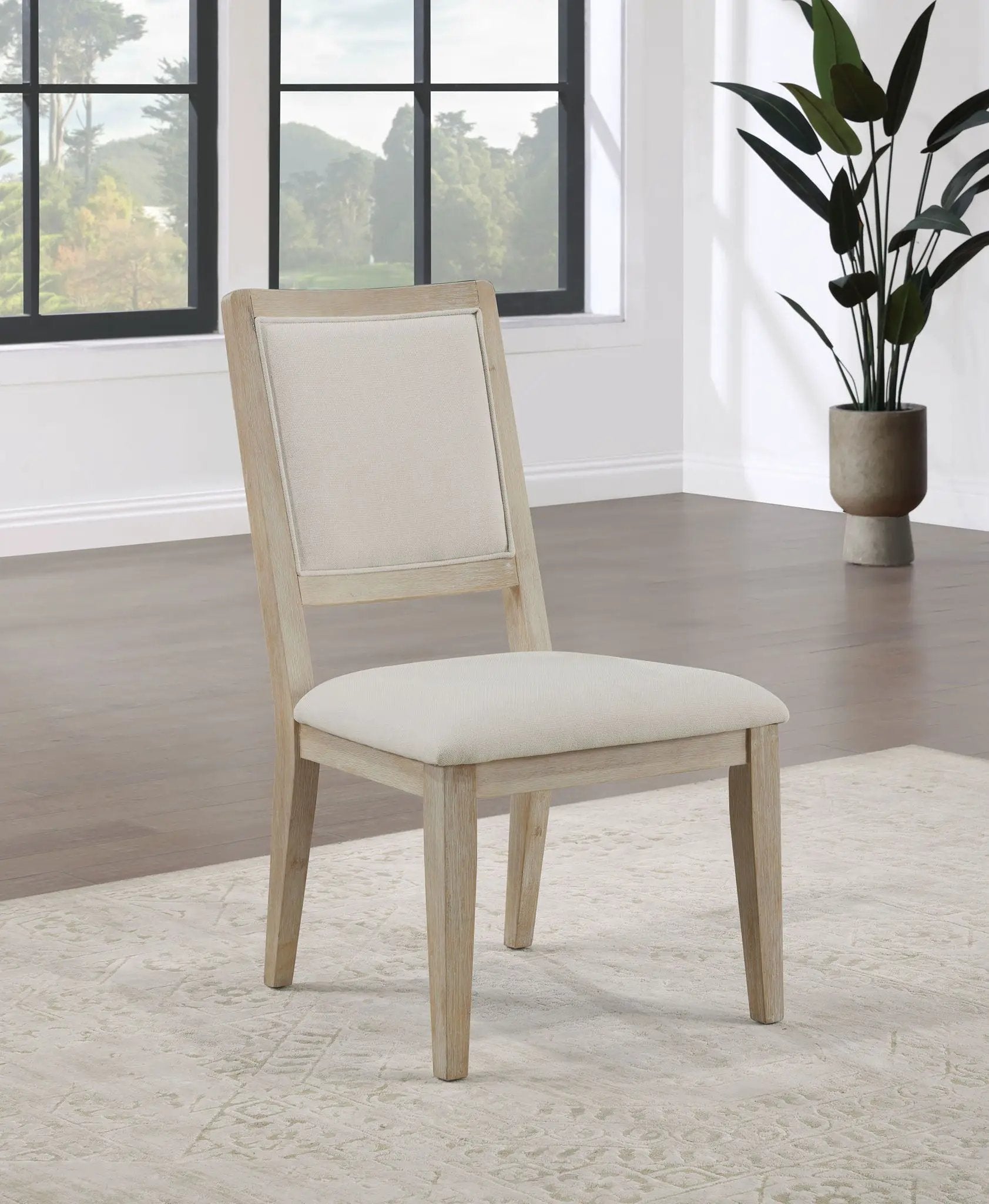 Trofello Cushioned Dining Side Chair White Washed (Set of 2) by Unique Piece Furniture