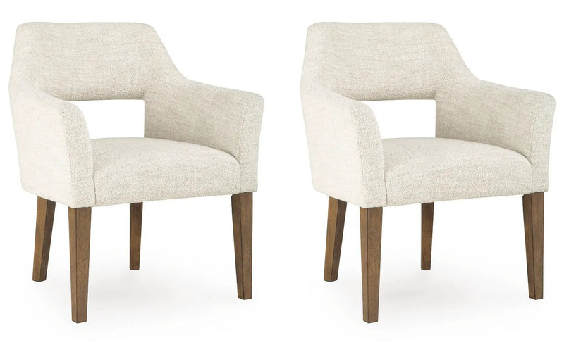 Marxmore - Dining Upholstered Arm Chair (Set of 2) - Beige / Brown by Unique Piece Furniture