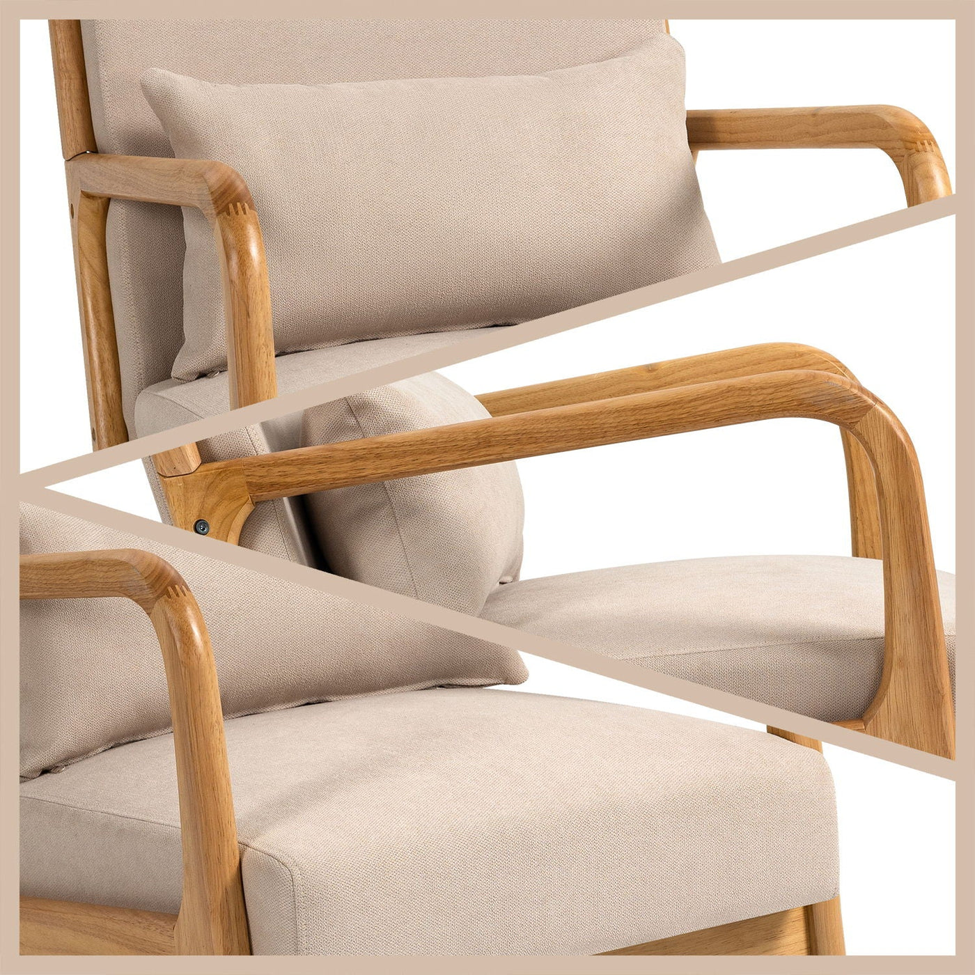 Leisure Chair With Solid Wood Armrest And Feet, Mid-Century Modern Accent Sofa, 1 Seat by Unique Piece Furniture