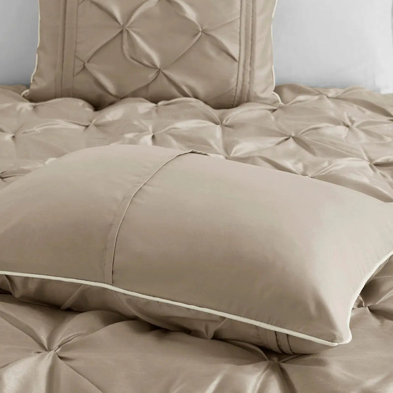 7 Piece Tufted Comforter Set Taupe King by HouseOfZazla
