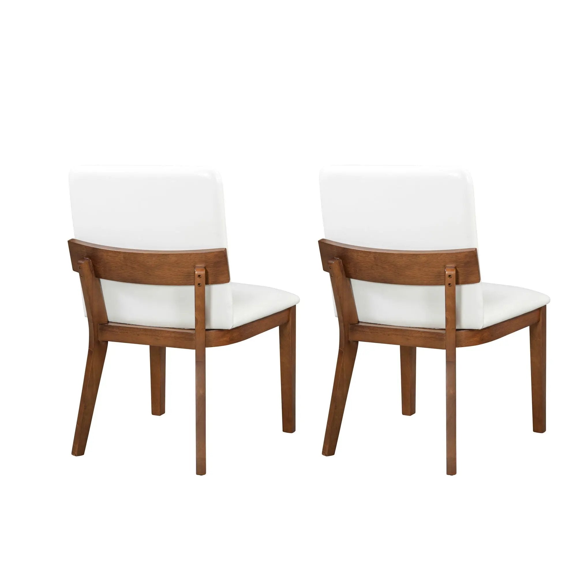 Modern Dining Chairs (Set of 2) With Glossy Upholstery - White / Walnut by HouseOfZazla
