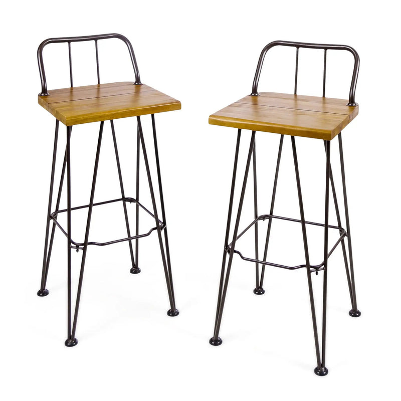 Outdoor Barstool With Angled Metal Legs - Brown by HouseOfZazla