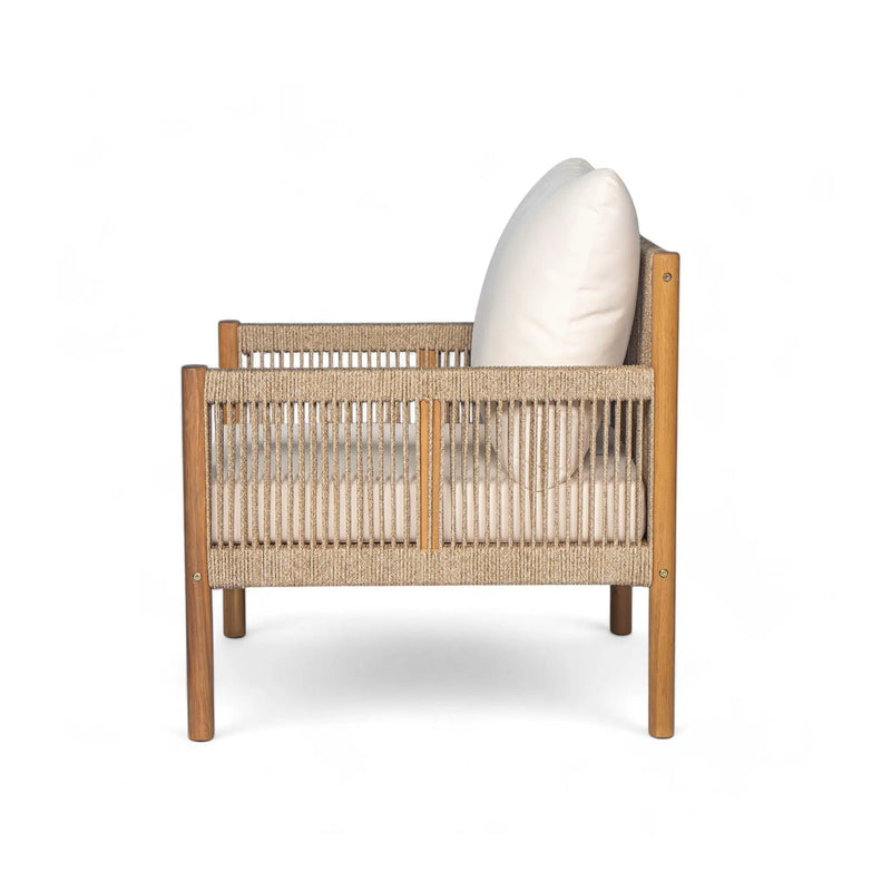 Modern Outdoor Woven Lounge Chair With Solid Wood Frame - Teak by HouseOfZazla
