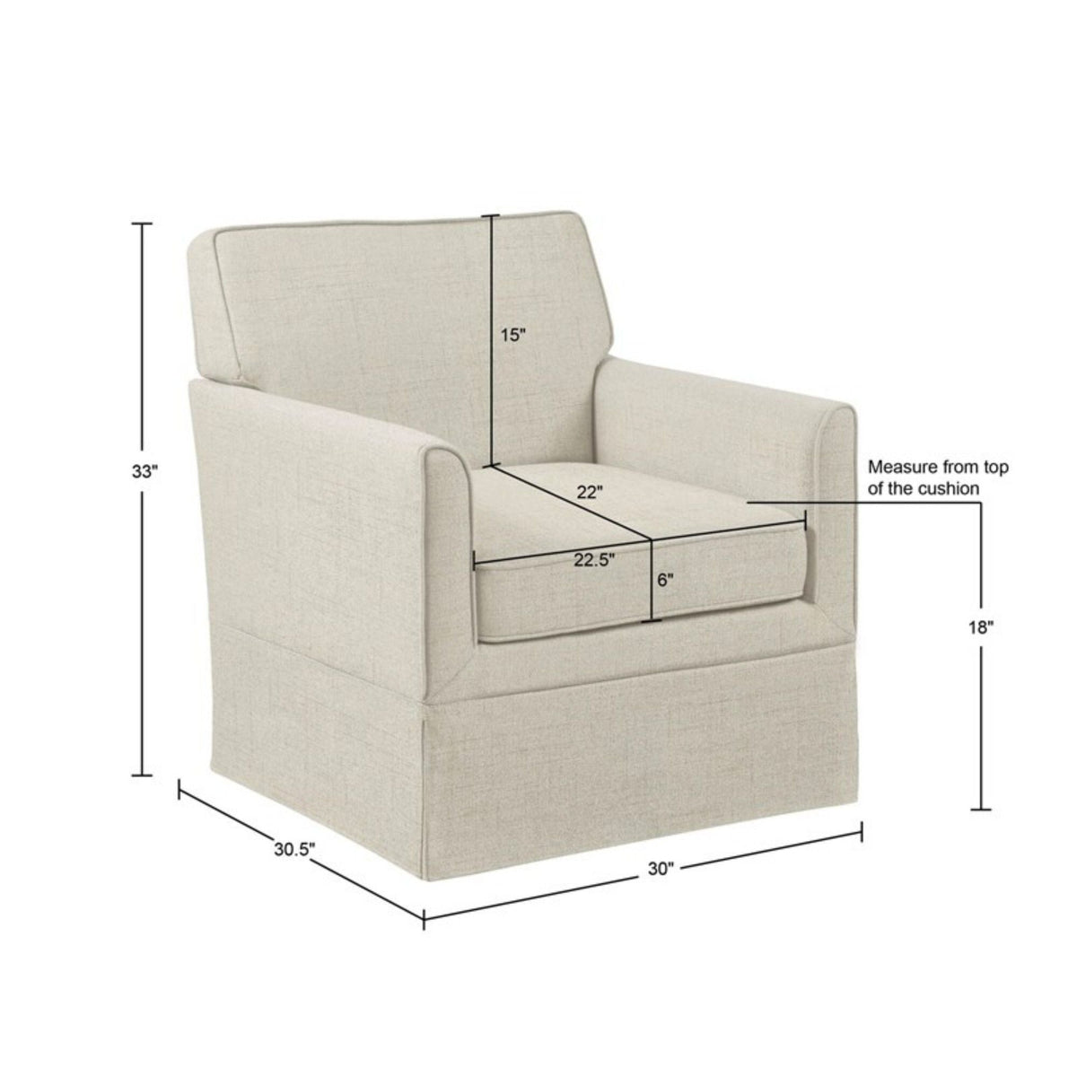 Accent Armchair with Classic Track Arm Silhouette and Skirted Base - Beige or Light Blue, photo 3 of 13